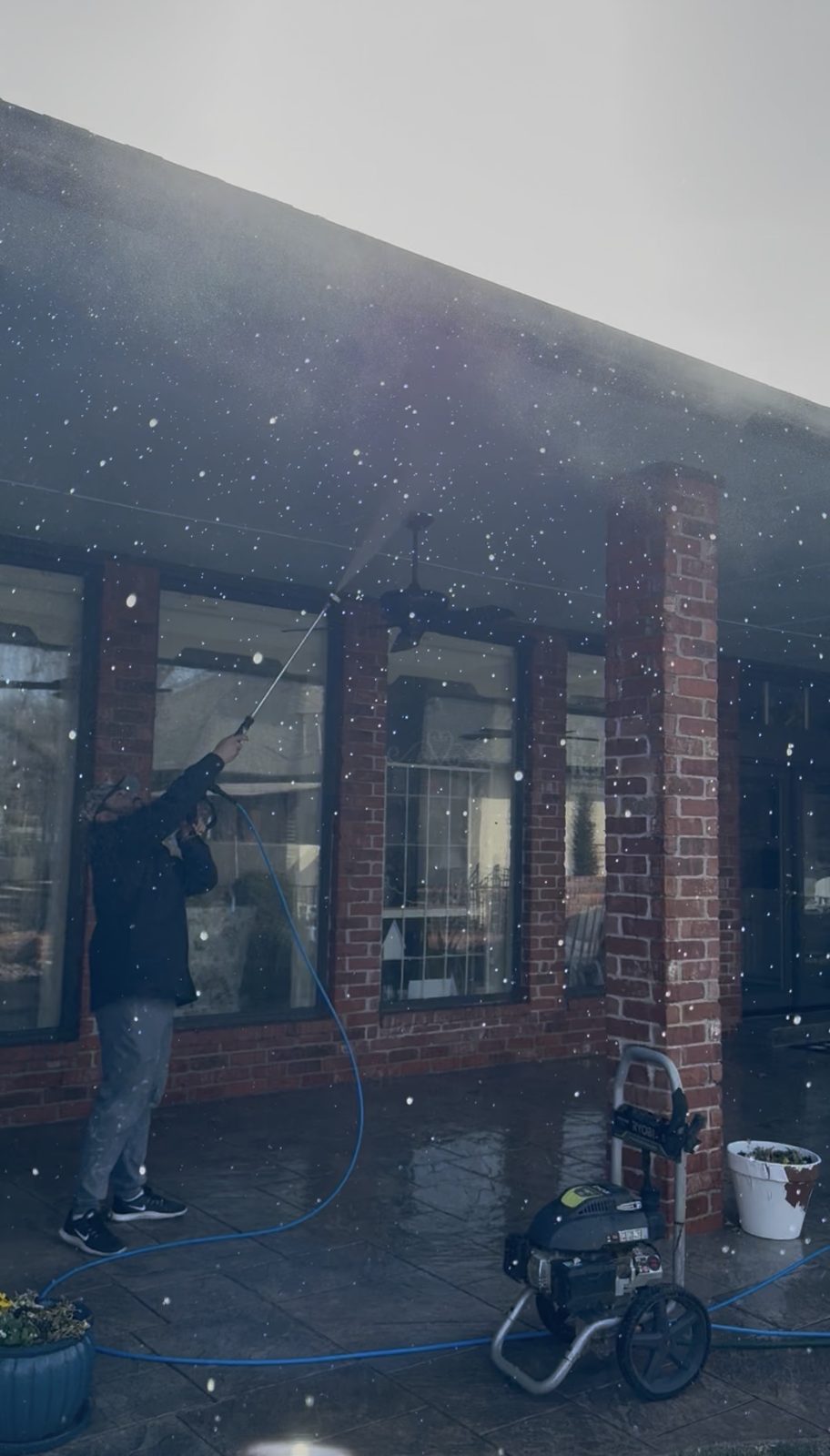 Pressure washing before exterior painting